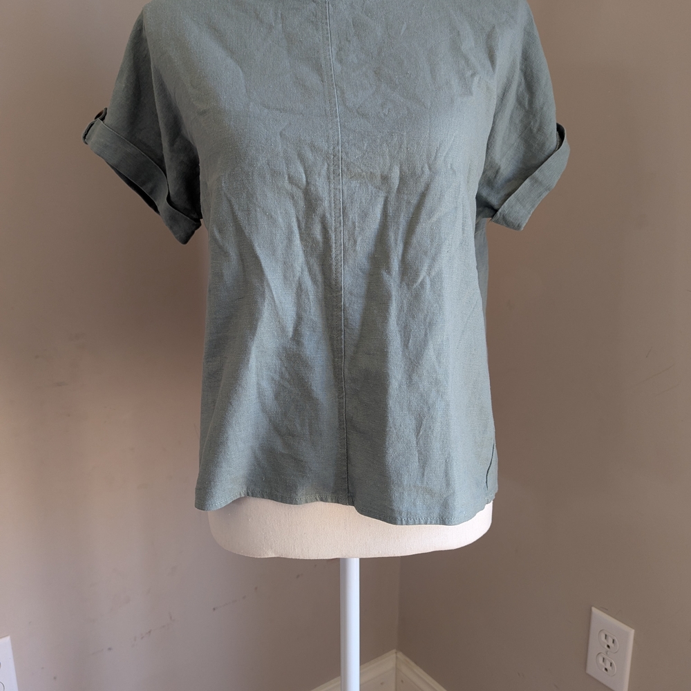 Cable & Gauge Green Relaxed Cuffed Sleeve T-Shirt
